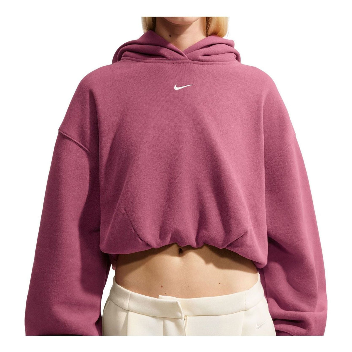 (WMNS) Nike Studio Fleece Medium Weight Oversized Cropped Hoodie 'Pink Smoke Sail' IM8096-654 - Nike Professional Edition