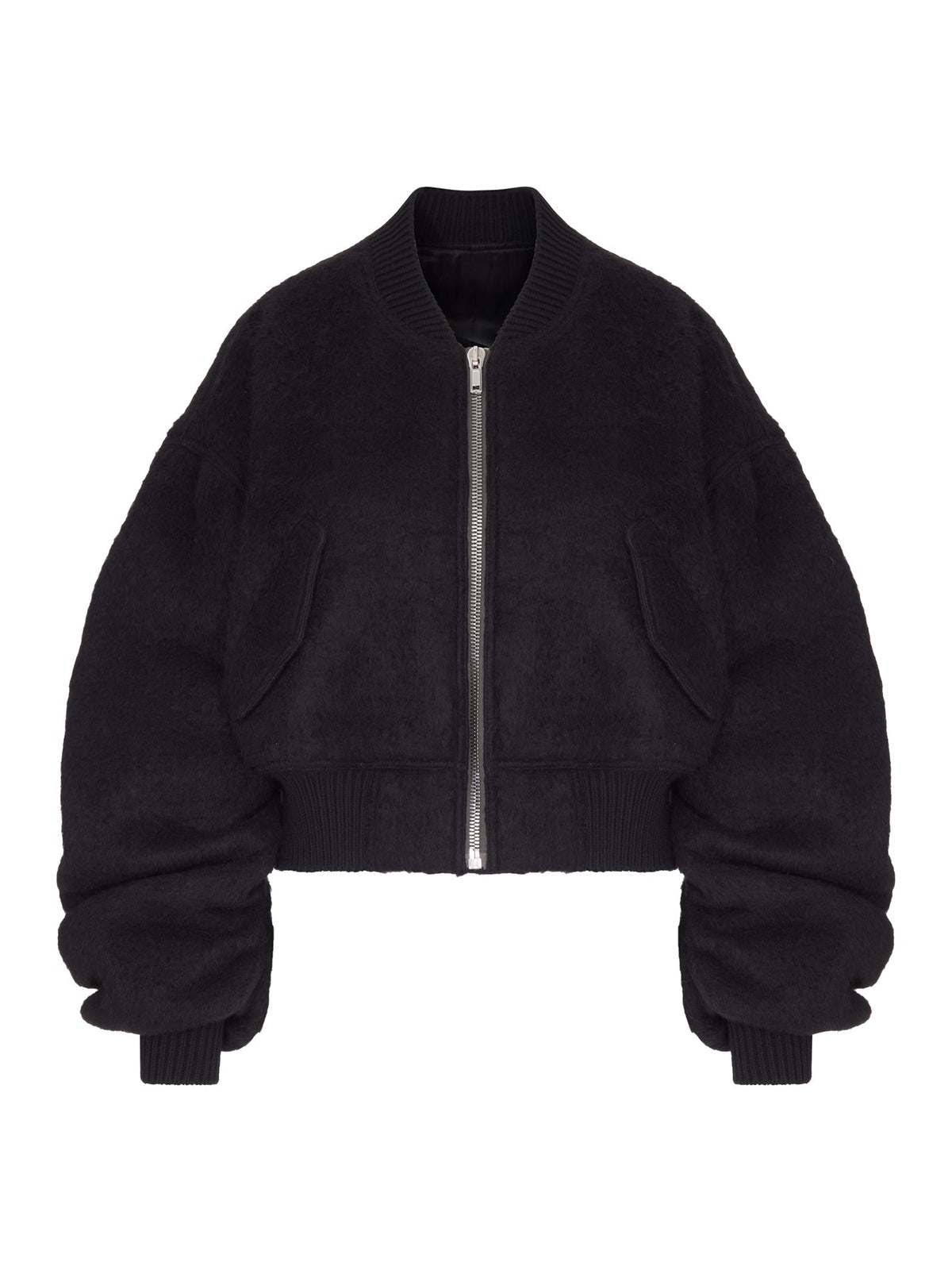 GIACCA BOMBER CROPPED IN LANA D`ALPACA CON ZIP