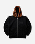 Furry Zip Through Hoodie Black / Cheetah