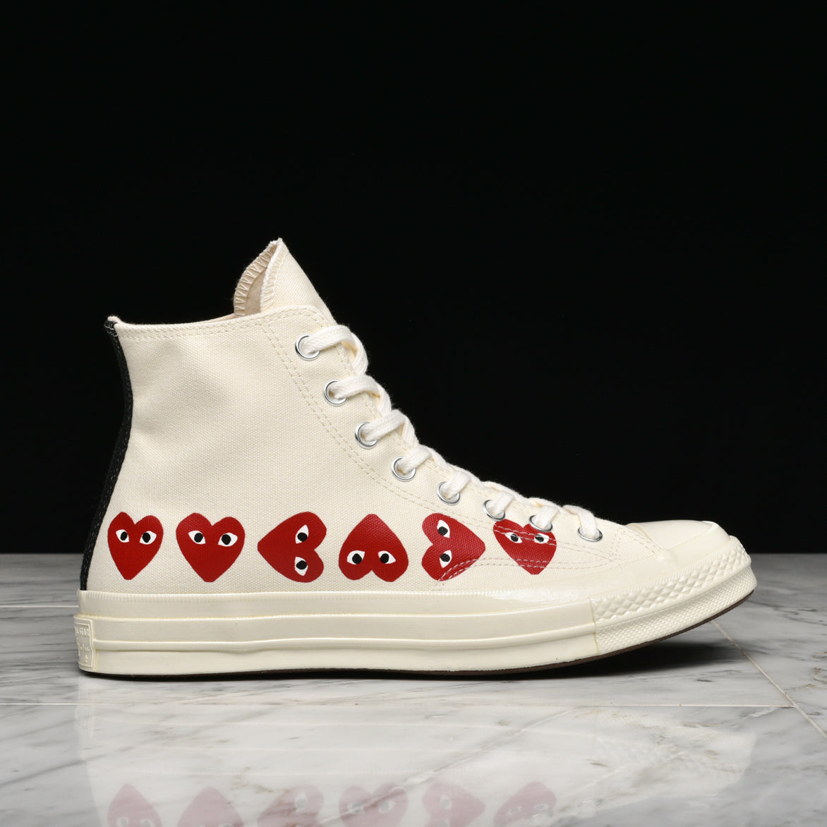 CDG PLAY X CONVERSE MULTI HEART CHUCK 70 HI - WHITE