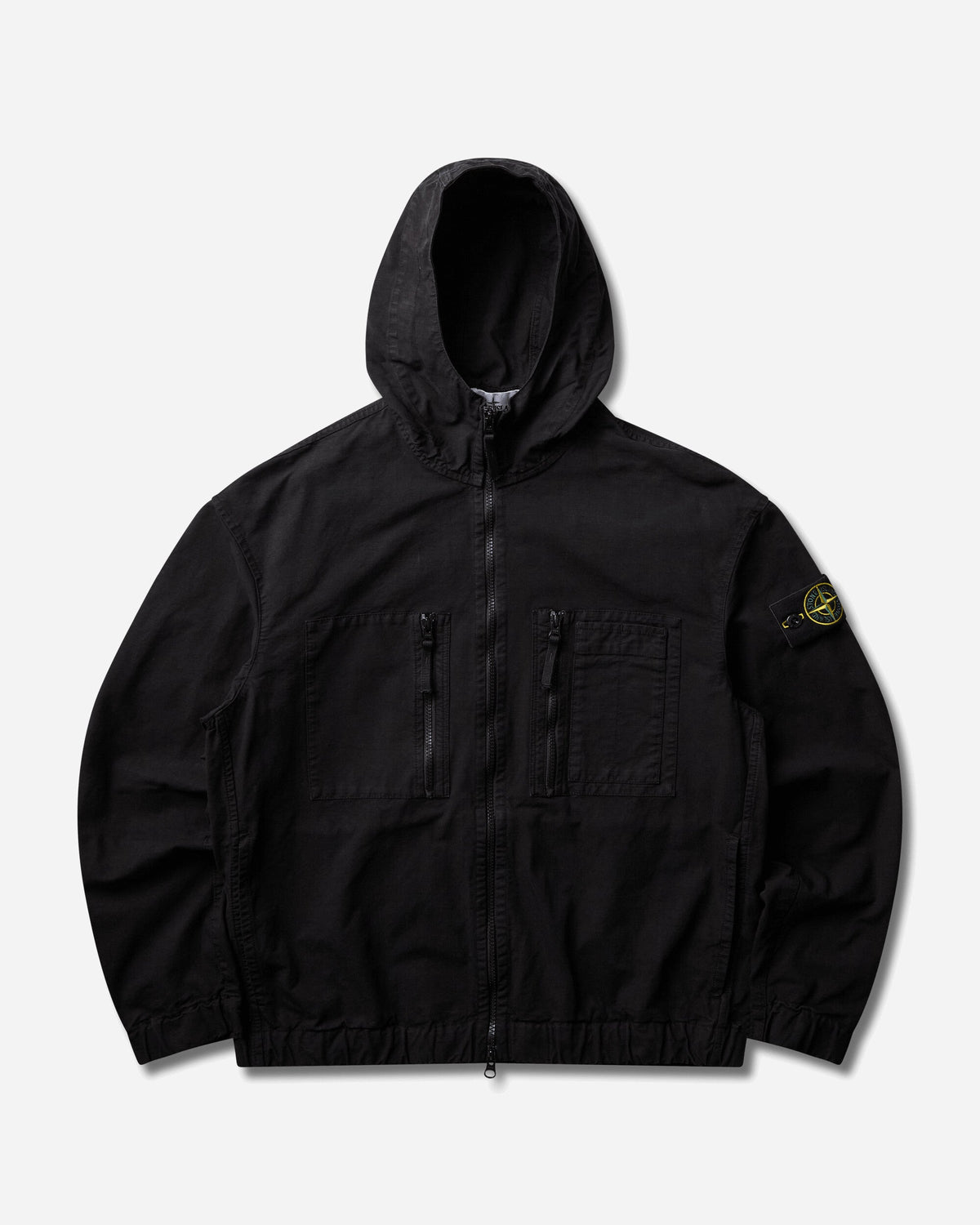 Men's Organic Cotton Ripstop Hooded Overshirt Black