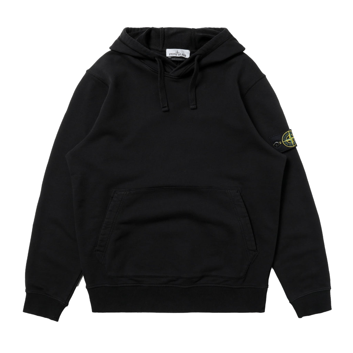 Stone Island Organic Cotton Fleece Hooded Sweatshirt Black