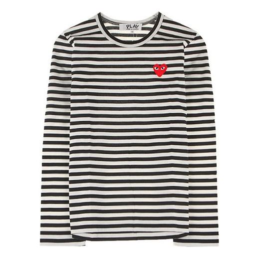 (WMNS) COMME des GARCONS PLAY Striped Long Sleeves Tee 'White Black' AZ-T163-051-1