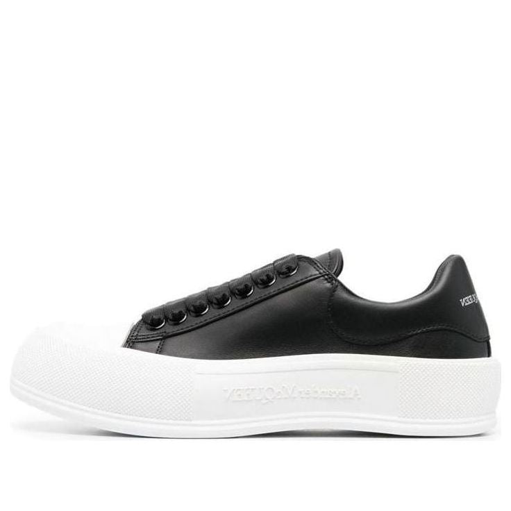 (WMNS) Alexander McQueen Deck Skate Plimsoll Shoes 'Core Black White' 697121WIAB61070