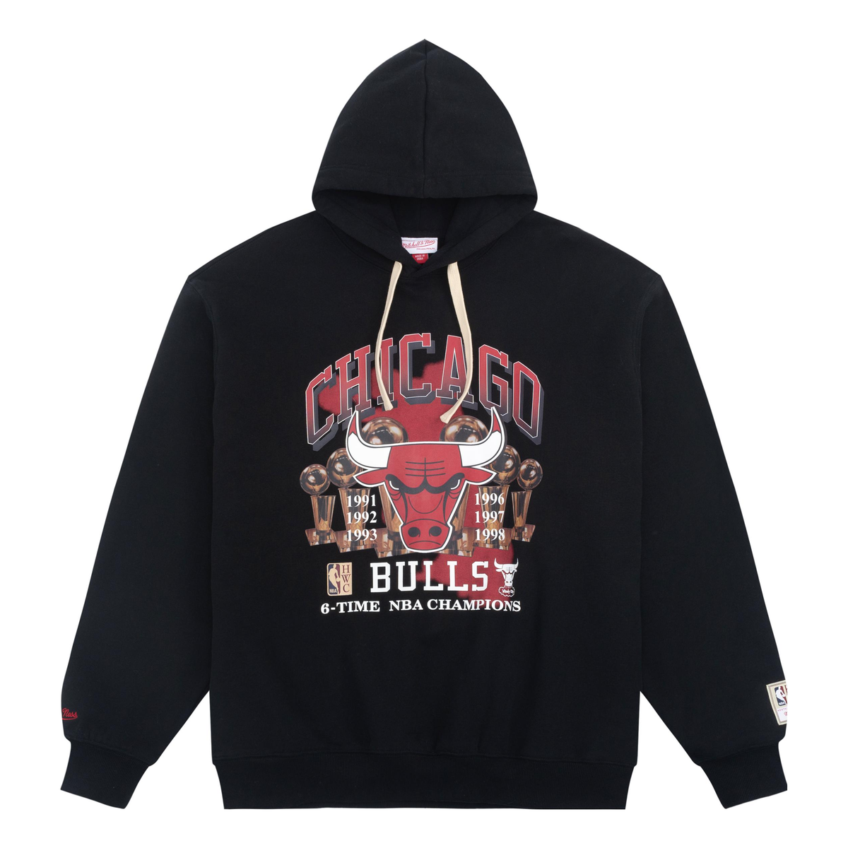 Mitchell & Ness x NBA Chicago Bulls 6 Times Champion Hoodie 'Black' MNJYFWHD23095001