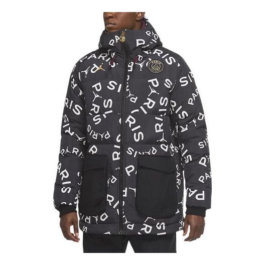 Air Jordan x Paris Saint-Germain Down AOP Parka 'Black' CK9736-010