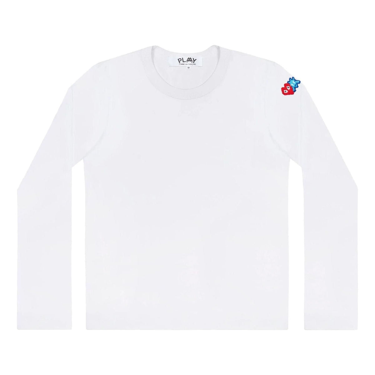 COMME des GARCONS PLAY SS25 x Invader Double Pixel Heart Long Sleeve T-Shirt 'White' AZ-T330-051-3
