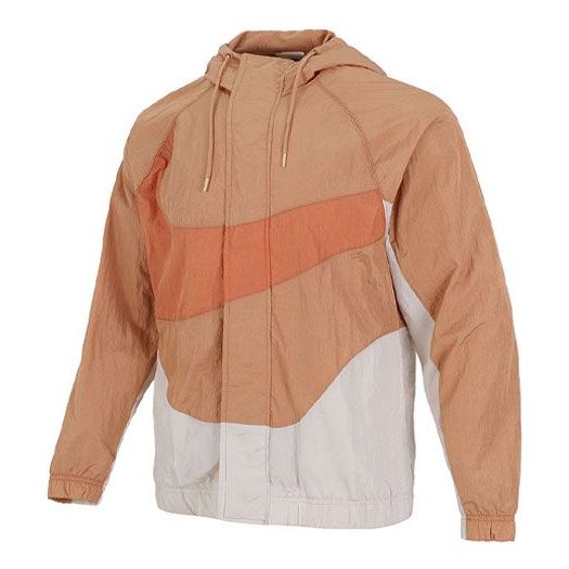 Men's Nike Sportswear Swoosh Contrasting Colors Large Logo Hooded Woven Jacket Orange DD5968-212