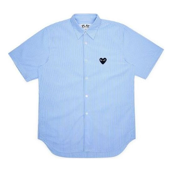 COMME des GARCONS PLAY Striped Shirt Black Emblem 'Blue' AZ-B022-051-1