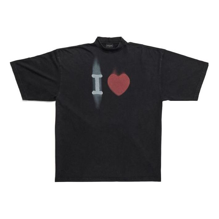 Balenciaga I Love T-shirt Large Fit 'Black' 744439TOVH39034