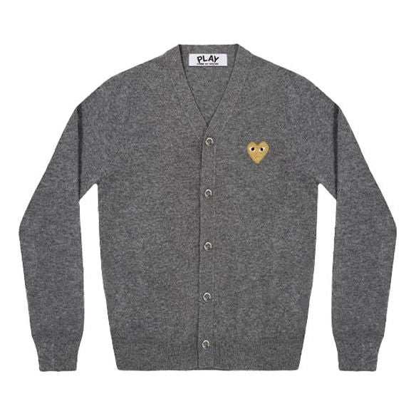 COMME des GARCONS PLAY Kint Cardigan Gold Emblem 'Grey' AZ-N050-051-3
