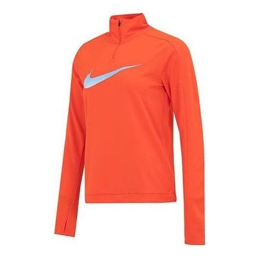 (WMNS) Nike Logo Dri-Fit Swoosh 1/4 Zip Jersey 'Orange' DX0953-633
