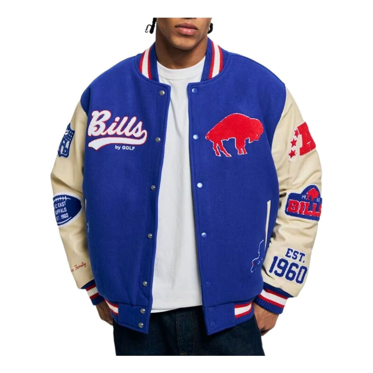 GOLF Golf Wang Buffalo Bills Full-Snap Letterman Jacket 'Royal' NFLBUFOU1002 - GOLF Professional Edition