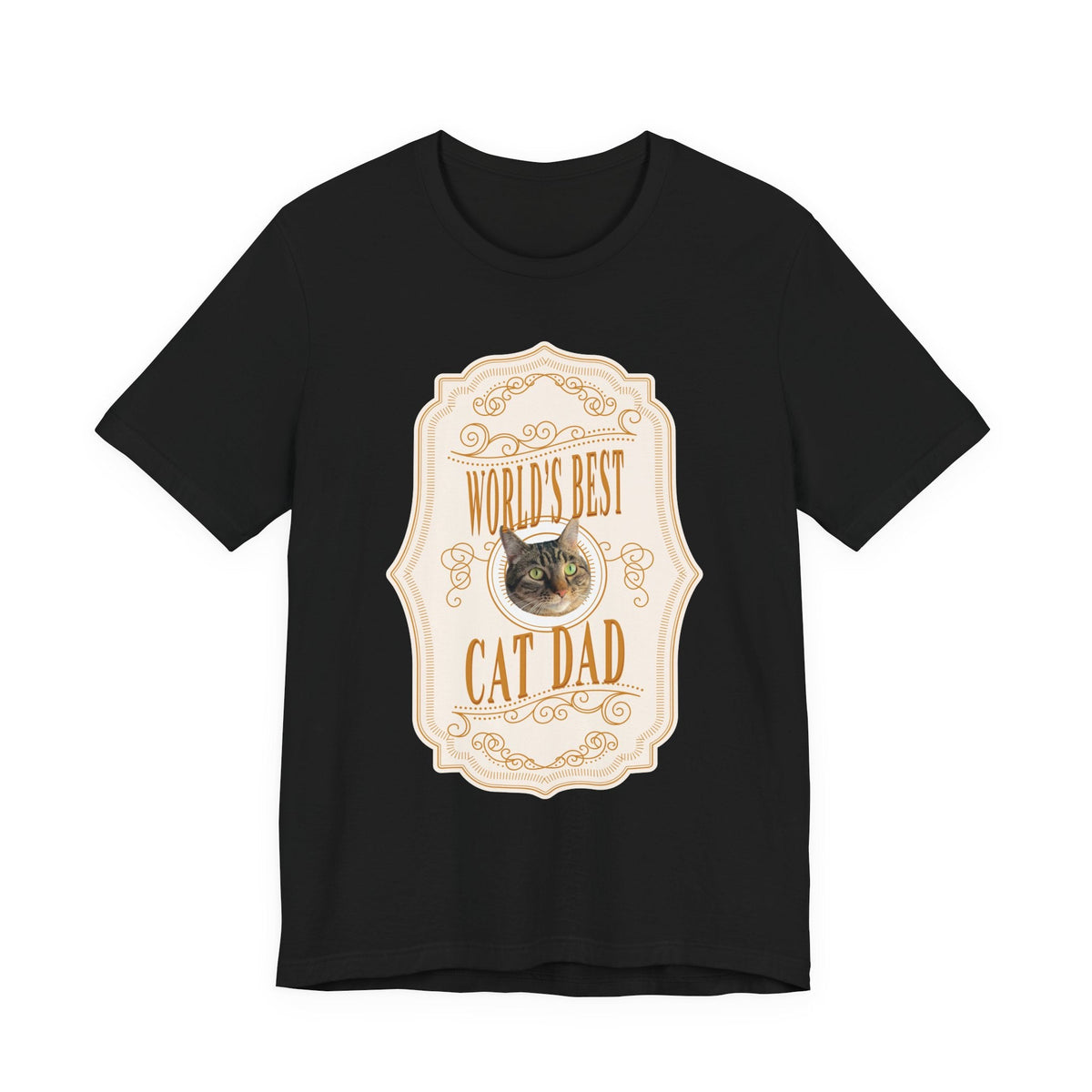 Customizable World's Best Cat Dad Whiskey Label T-Shirt - Light